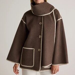 NWOT Double-Faced Merino Wool Scarf Coat